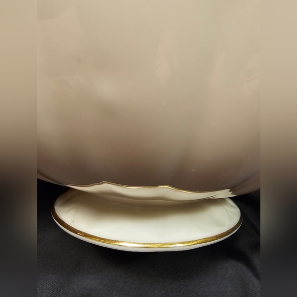Vintage Lenox Ivory Round Footed Fluted Gold Accent Compote Bowl 10" STUNNING!! - Picture 6 of 7